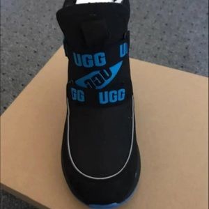 UGG Kids Black Boots with Blue Accents